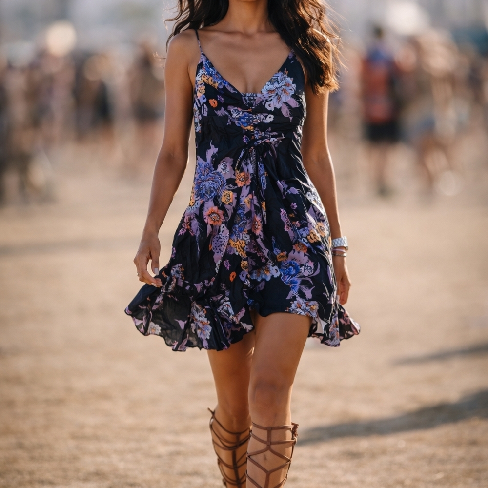 Free People Happy 💜🖤Heart Mini Dress